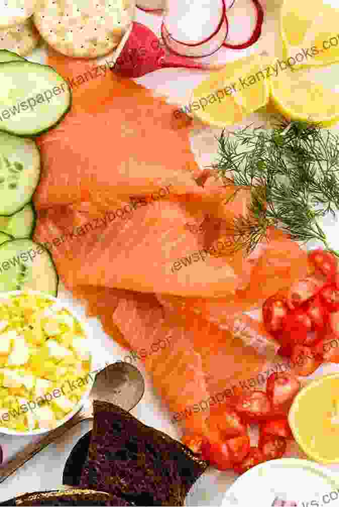 Smoked Salmon Slices Arranged On A Wooden Board Salmon Recipes : 50 Delicious Of Salmon Recipes (Salmon Recipes How To Cook Salmon Salmon Cookbook Making Salmon Salmon Cookbooks) (Karen Gant Recipes Cookbook No 1)