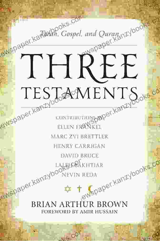 Three Testaments Companion Torah, Gospel, Quran And More Book Cover Featuring A Mosaic Of Ancient Texts Three Testaments Companion: Torah Gospel Quran And More